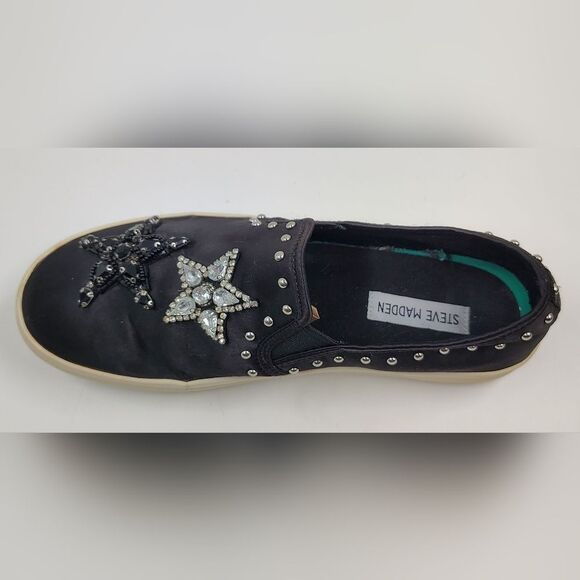 Steve Madden Rhinestone Bead Star Embellished Slip-On Sneakers Sz 9 - Picture 3 of 16